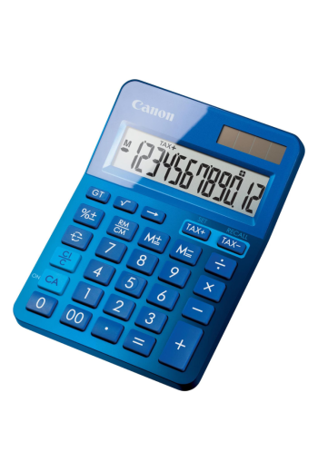 Calculatrice de Bureau Canon LS-123K-MBL Bleu - 12 Chiffres, Design Compact et Pratique