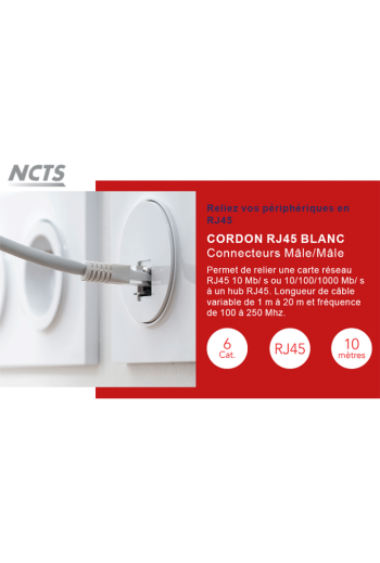 CABLE RESEAU NCTS FTP CAT 6 SURMOULÉ (1.0 m)