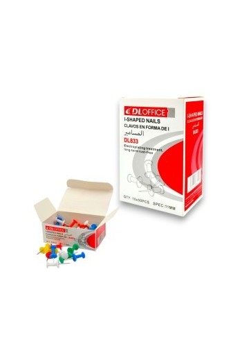 PAQUET DE 10 BOITE DE 50 EPINGLES TABLEAU COULEUR DINGLI