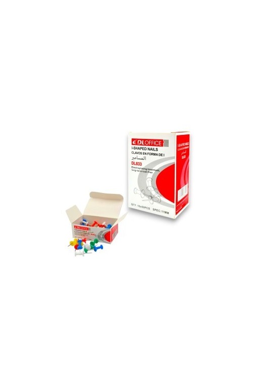 PAQUET DE 10 BOITE DE 50 EPINGLES TABLEAU COULEUR DINGLI