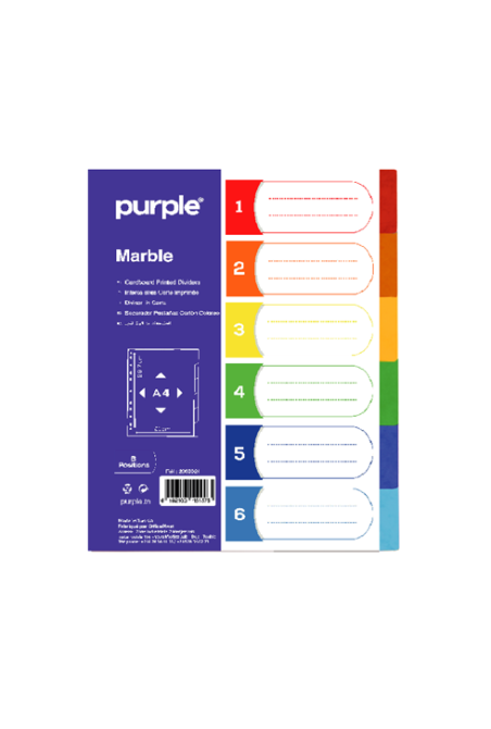 Jeux d’intercalaires en carte imprimé (6 positions) MARBLE